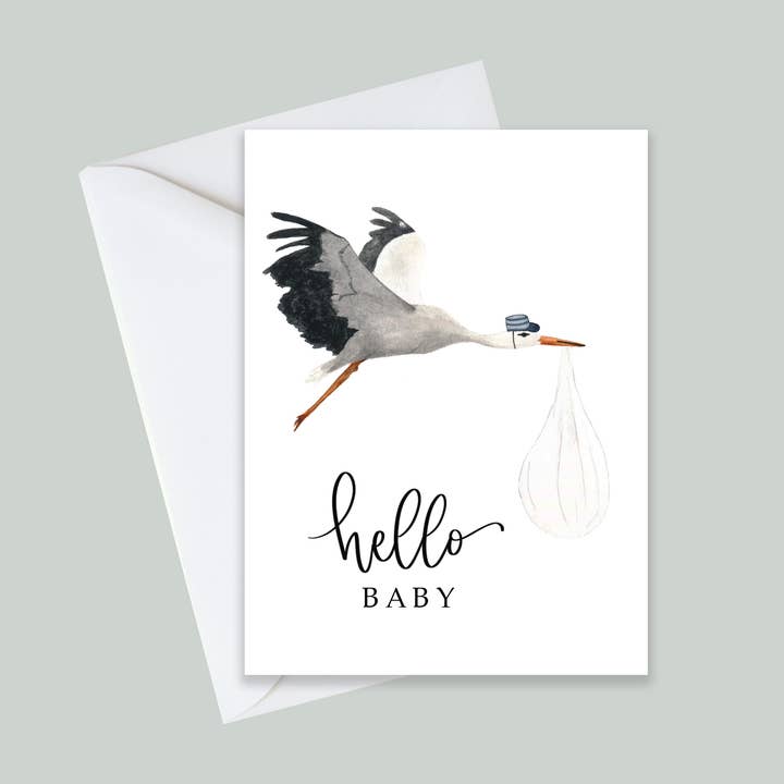 Stork Baby Card for wholesale by Two Peas Paper Co.