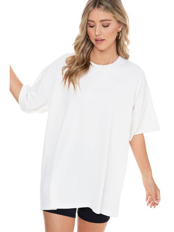 Foryeri - Wholesale Screen Printed T-Shirt - Women's - OVERSIZED PREMIUM WASHED COTTON TEE WITH DISTRESSED EDGES2