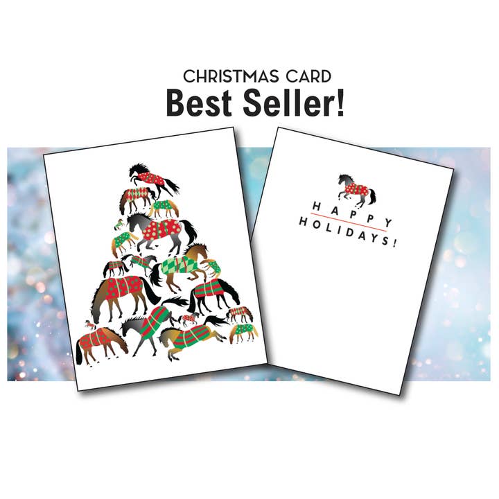 Horse Christmas Card / Blanket Tree / Holiday Greeting Card for wholesale by Horse Hollow Press