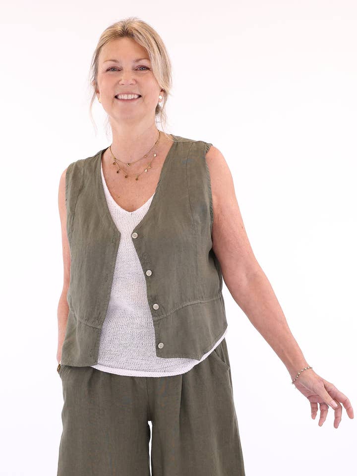Linnen gilet voor wholesale door Cadenza Italy Ltd
