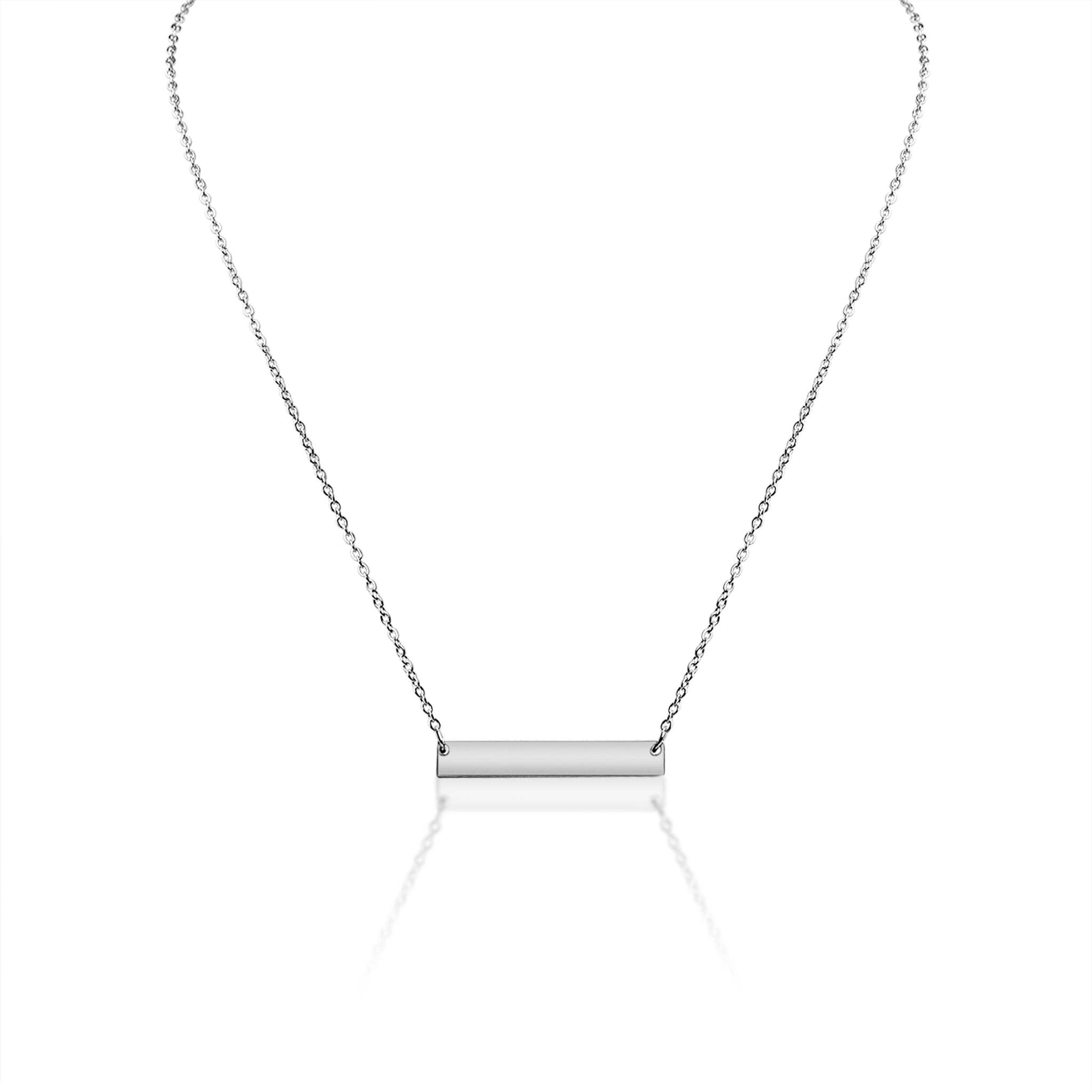 WJW - Wholesale Pendant/Charm Necklace - Polished Blank Stainless Steel Bar Necklace0