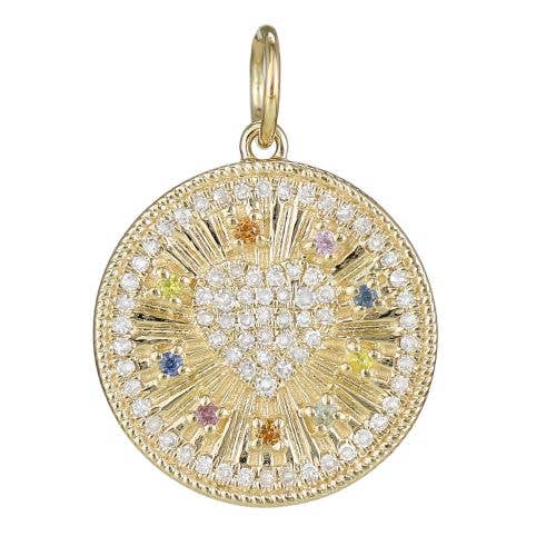 Diamond & Multi Sapphire Heart Pendant 18mm for wholesale by Jewels of Mewar