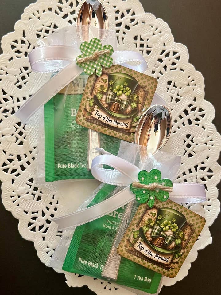 Irish Tea Bag White Ribbon for wholesale by Our Designer