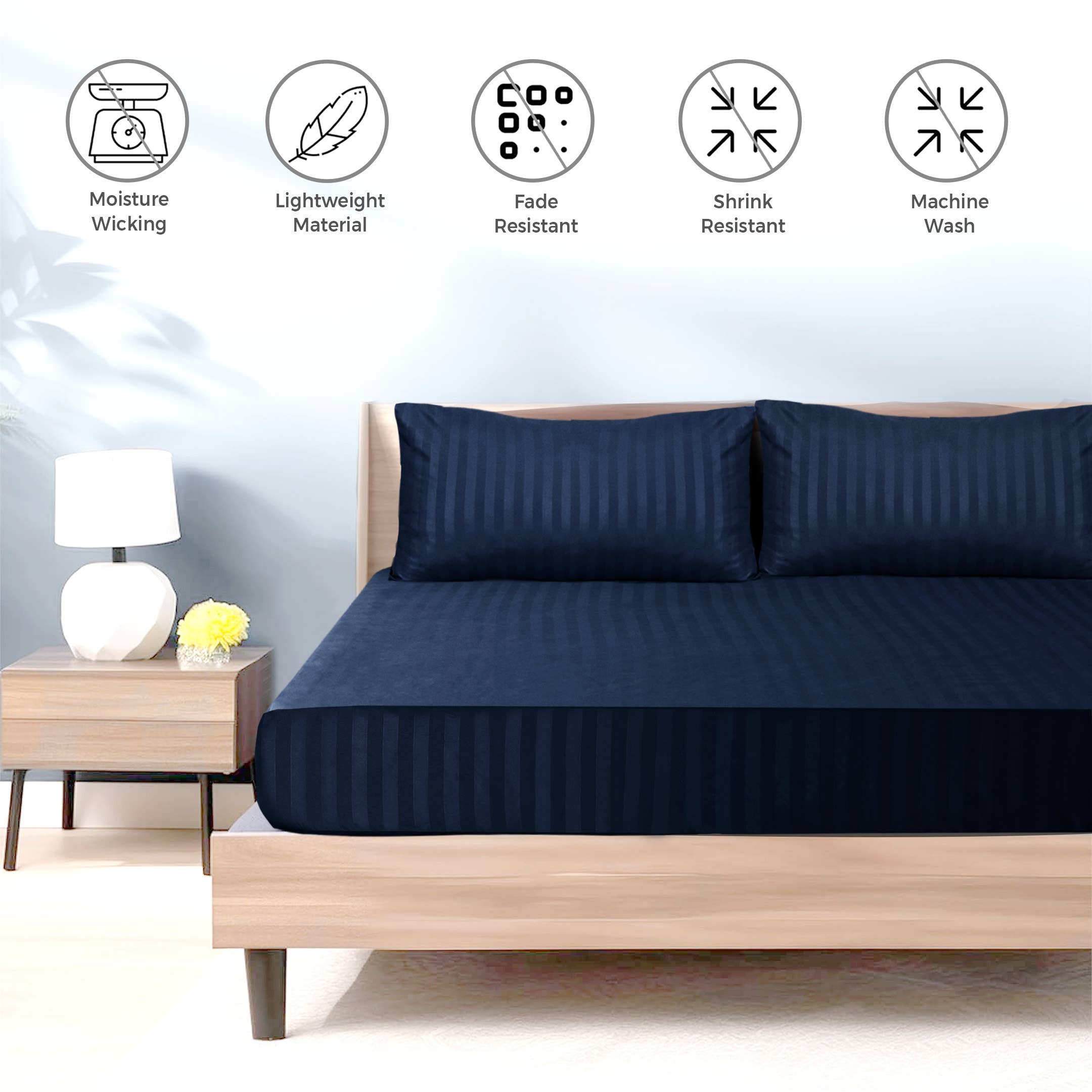 Cotton Passion - Wholesale Fitted Sheet - Satin Stripe Deep Pocket Fitted Sheets Deep Up to 25cm14