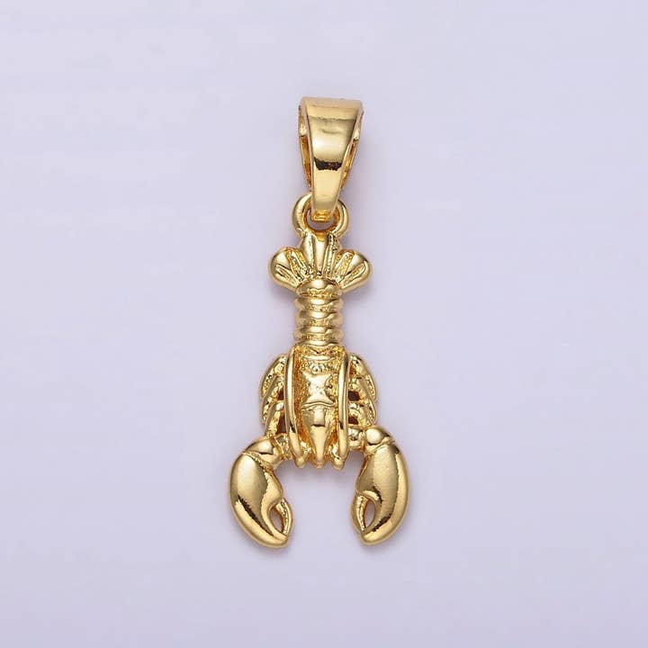 Pendentif crustacé homard en or 14 carats plaqué | AH044 pour la vente par Aim Eternal