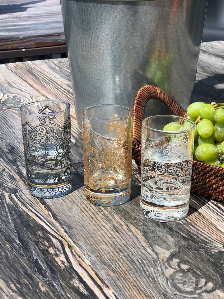 Hand Painted Tea Glasses - Set of 6 for wholesale by Scents and Feel