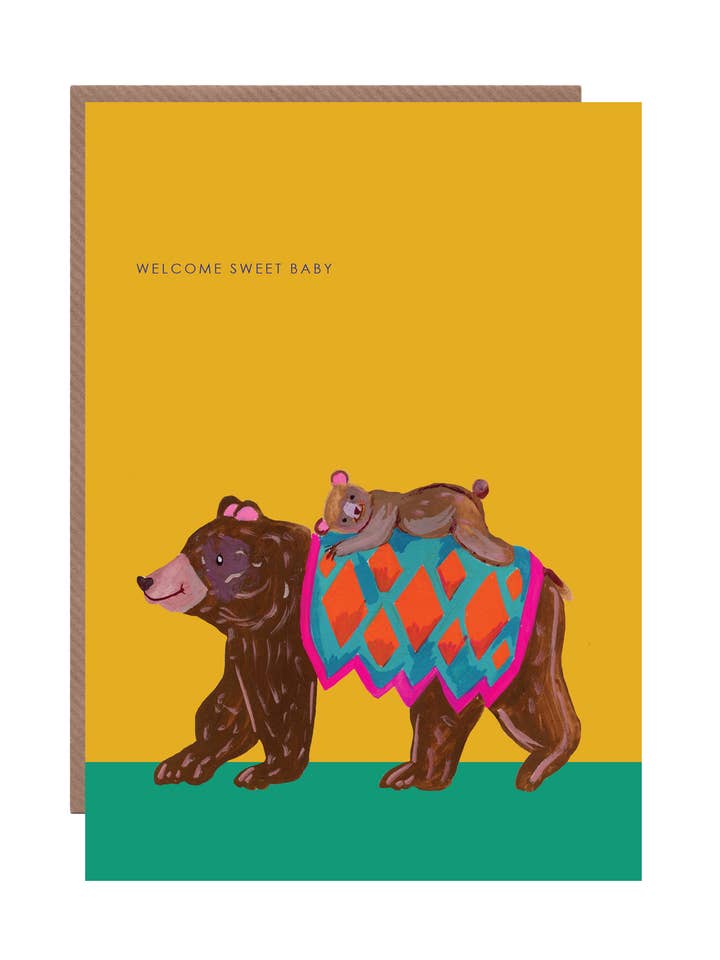'Bear and Cub' New Baby Greetings Card for wholesale by Hutch Cassidy (Greetings Cards and Paper Goods)