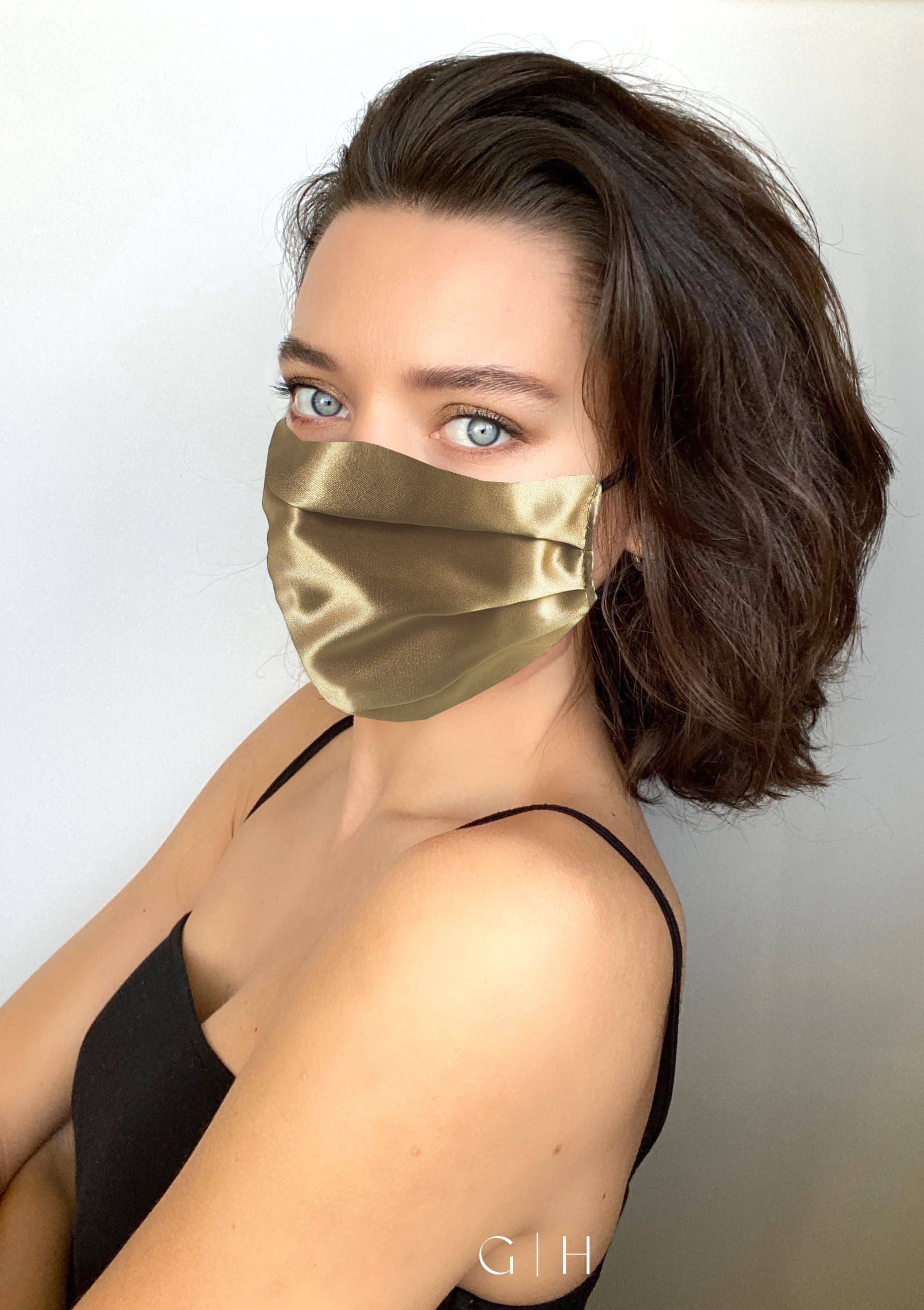 GOLDEN HOUR – wholesale Non-medical disposable mask – Coffee Gold Silk Satin Face Mask6