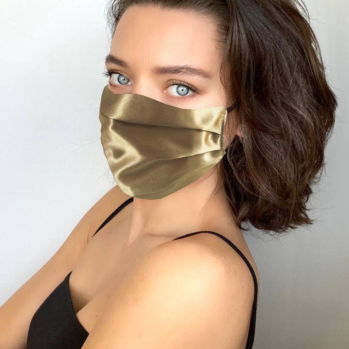 GOLDEN HOUR – wholesale Non-medical disposable mask – Coffee Gold Silk Satin Face Mask6