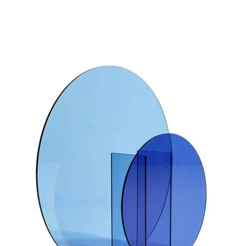Cobalt Blue and Sky Blue Acrylic Vase Round | Retro Geometric Design Pavao Studio for wholesale by PAVAO STUDIO