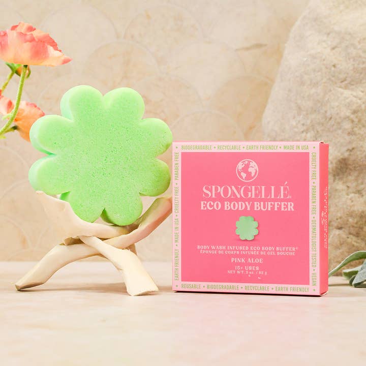 Spongellé | Christmas 2025 | Stocking Stuffers | Gifts - Wholesale Body Wash/Shower Gel - Pink Aloe Eco Body Buffer | Biodegradable | Clean0