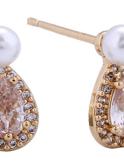 Boucles d'oreilles pendantes en perles coupées avec tige SJE311107 plaquées en or 14K pour la vente par MiMi Wholesale