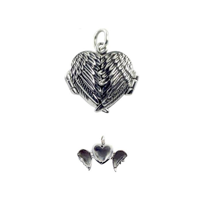 Silver Jewellery Cavern Wholesale - Wholesale Locket Necklace - Dainty Angel Wing Locket