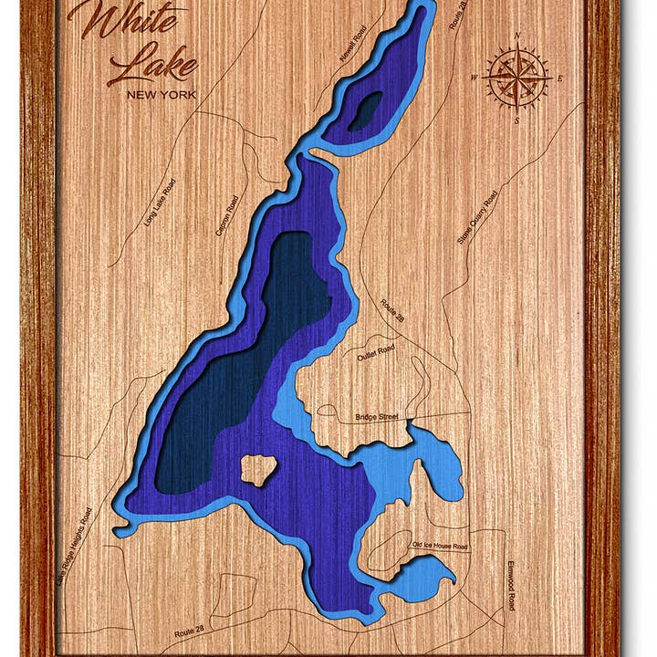 White Lake, NY Depth Map - Any Water Body, Home Decor for wholesale by Premier Gifts and More