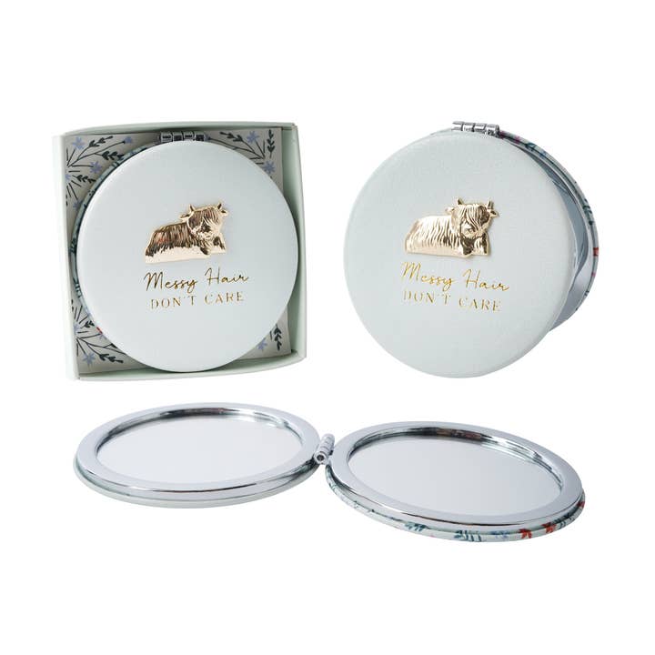 CGB Giftware – wholesale Compact mirror – Bramble Farm Highland Cow Compact Mirror In Gift Box3