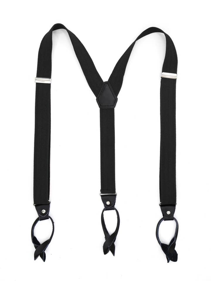 Black Button-End Unisex Suspenders for wholesale by Ferrecci