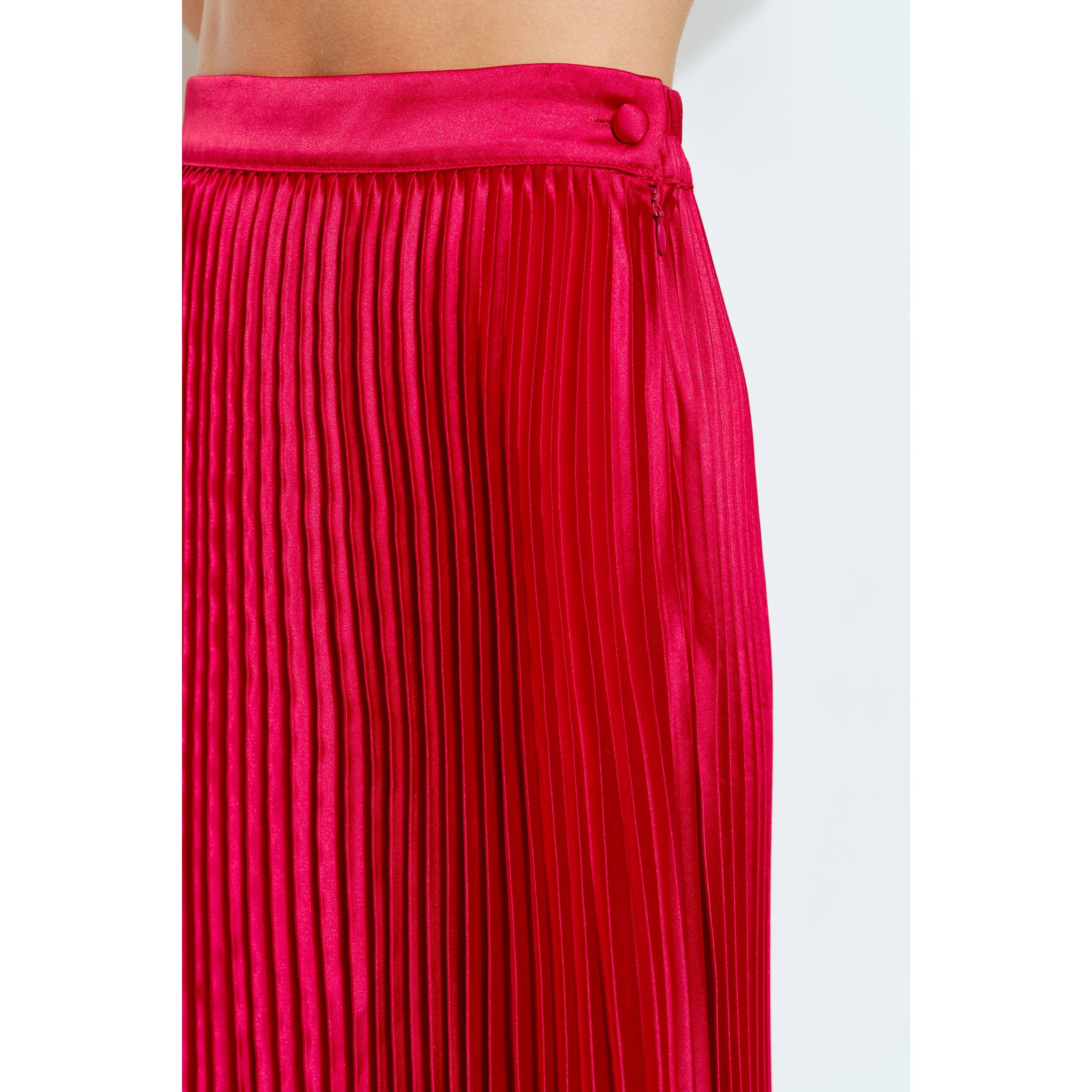 INA - Venta al por mayor Falda - Mujer - Falda larga plisada de satén de cintura alta18