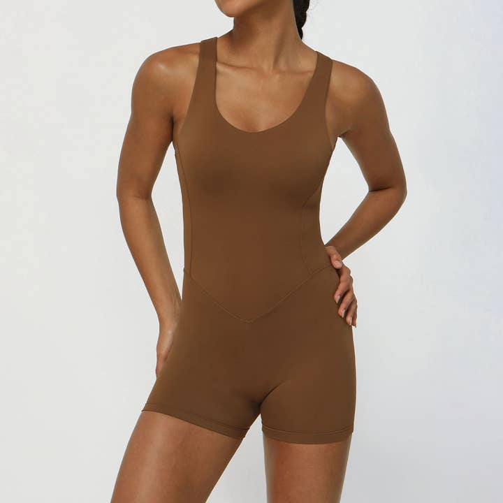 Crave by FW - Wholesale Jumpsuit - Women's - Hollow Back One Piece Workout Short Jumpsuit7