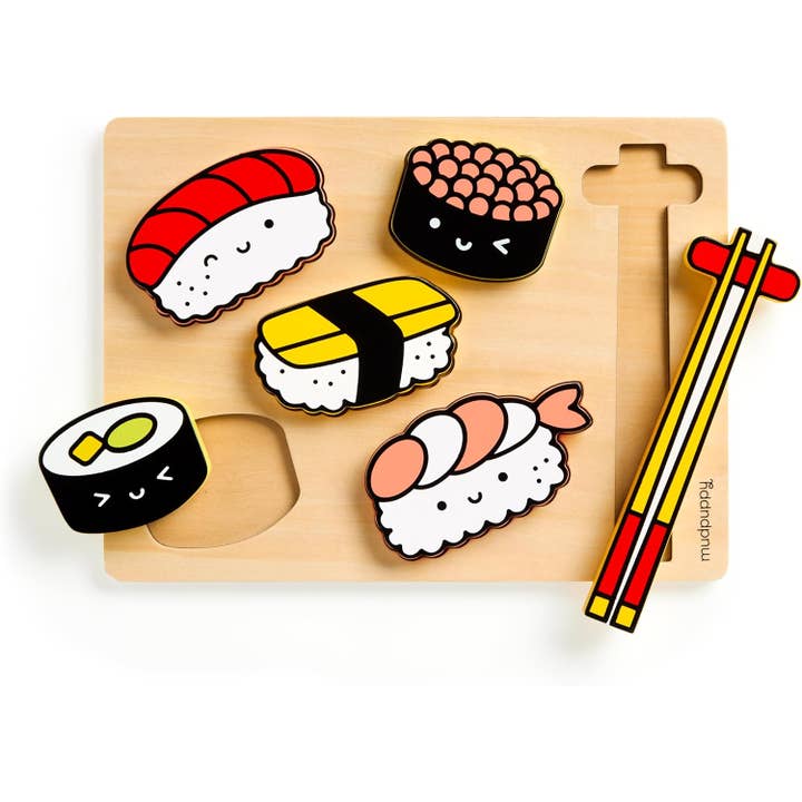 Chronicle Books - Wholesale Puzzle - Kids - Sushi Friends Wooden Tray Puzzle1