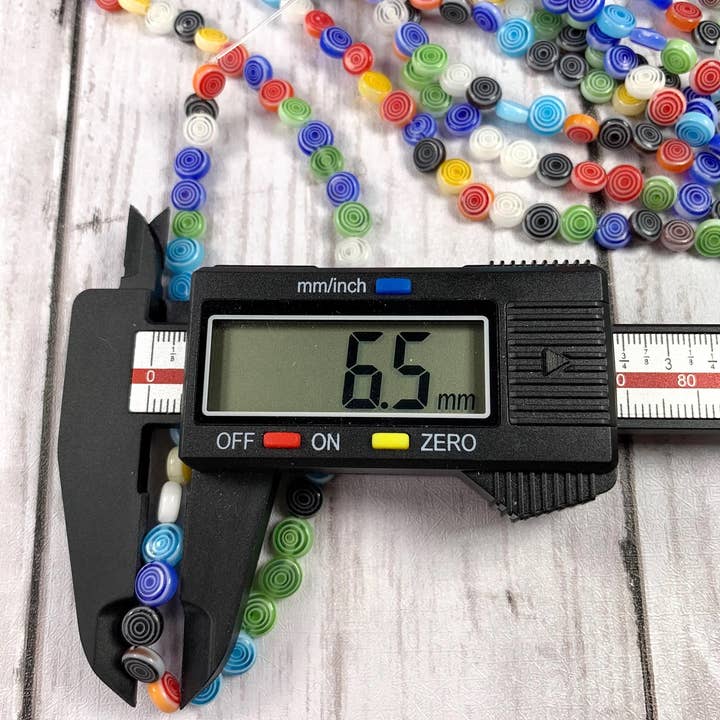 Glass Daisy Craft Co. - Wholesale Beads - Millefiori flat round mixed color glass beads, spirals