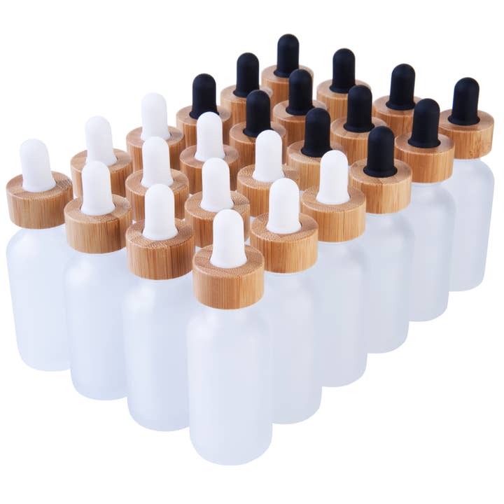 Paquet de 24 bouteilles rondes en verre transparent givré Boston pour la vente par Focus Nutrition