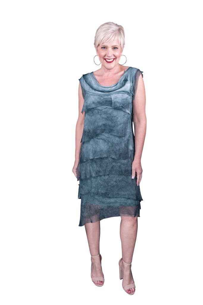 TINA Stephens Italy/Tees By Tina - Wholesale Dress - Women's - Mariana Silk Ruffle Dress (DT202)13