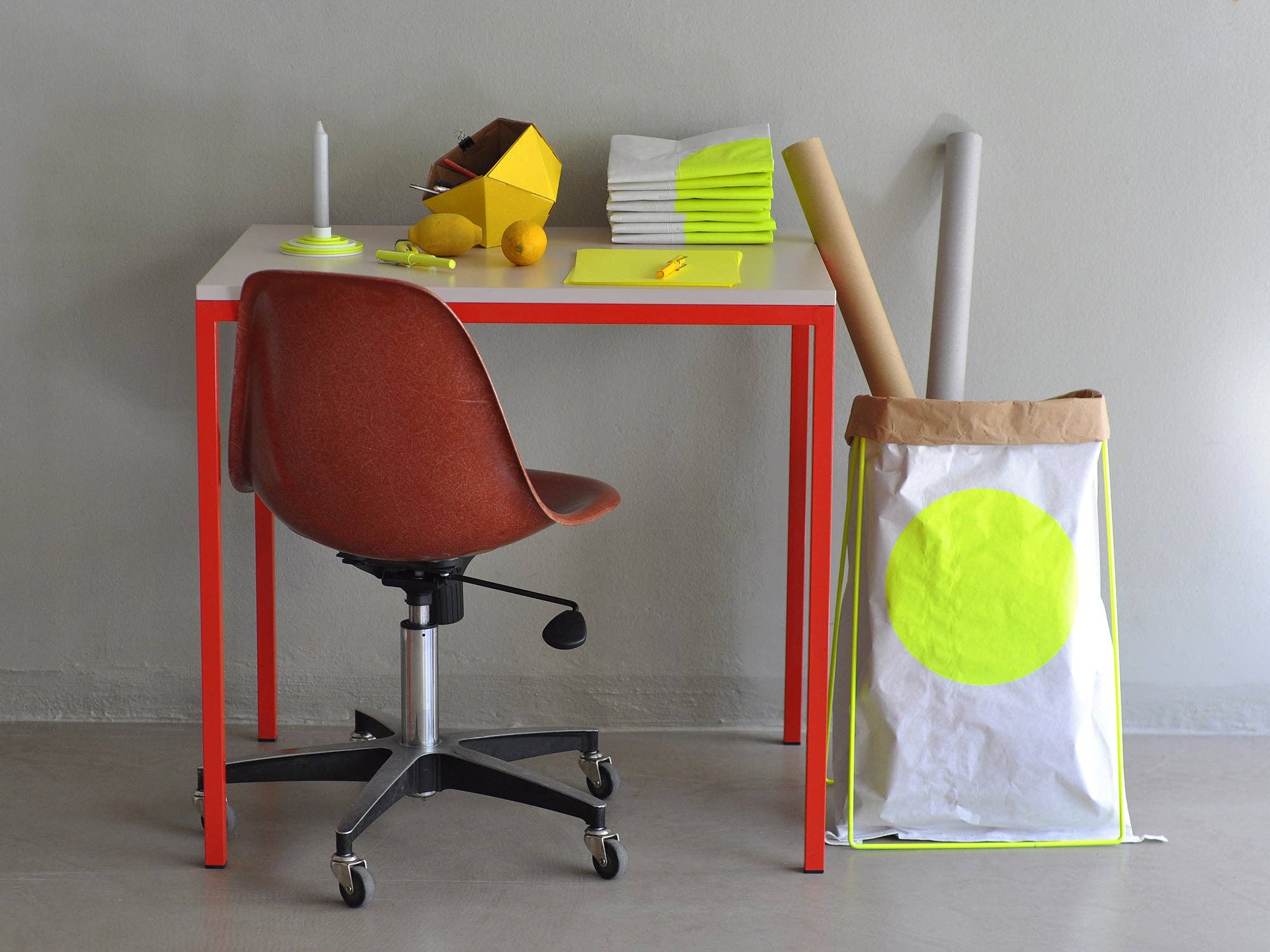 kolor - Wholesale Storage Bag - papiersack Kreis / paper bag DOT neon gelb1