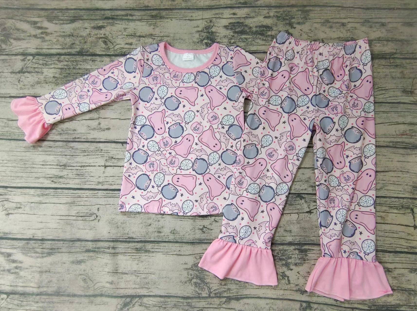 Aier Wholesale - Wholesale Sleepwear Set - Kids - Baby girls Halloween ghost pajamas sleepwear clothes sets1