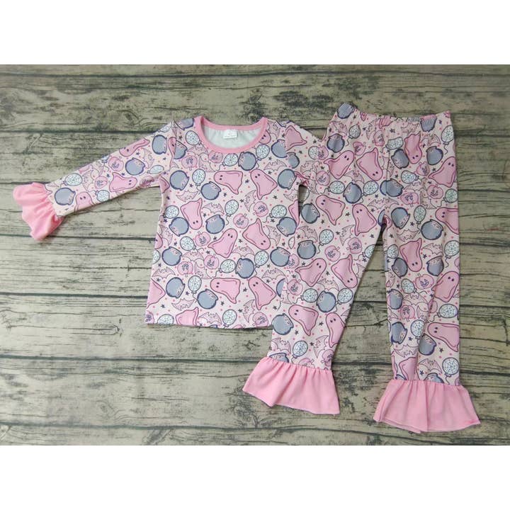 Aier Wholesale - Wholesale Sleepwear Set - Kids - Baby girls Halloween ghost pajamas sleepwear clothes sets1