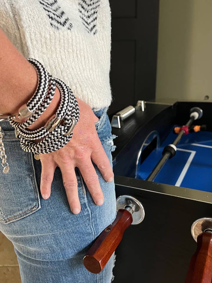 ADVENTURE: Lightweight Nautical Rope Bracelet in Soft Black for wholesale by Alter Ego Designs