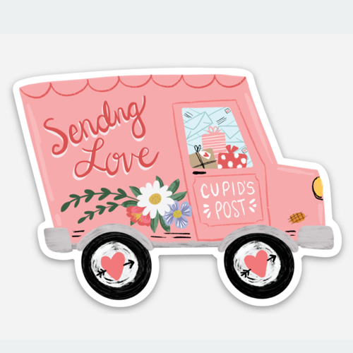 Makerie Day - Wholesale Sticker - Valentine's Day Cupid's Postal Truck Sticker2