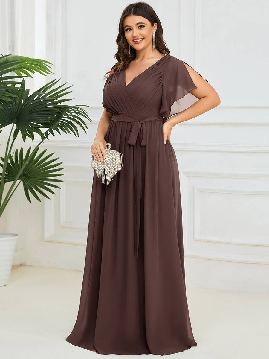 Ever-Pretty - Vente Robe – femme - Robes de soirée à volants à manches courtes exclusives B2B31