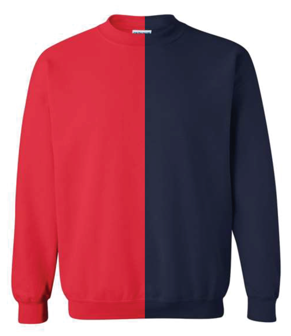 McKenzie’s Infinity LLC - Vendita all'ingrosso Felpa - Unisex - Maglia girocollo bicolore rosso e blu navy0