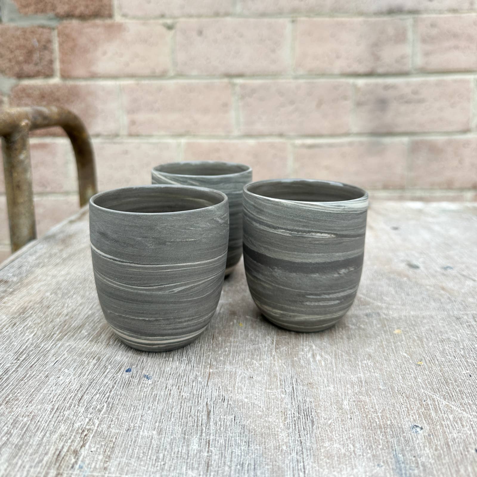Noot ~Swart - Wholesale Coffee/Tea Cup - Cafe Lungo cups no handle //Fine Marble // Off white + Slate0