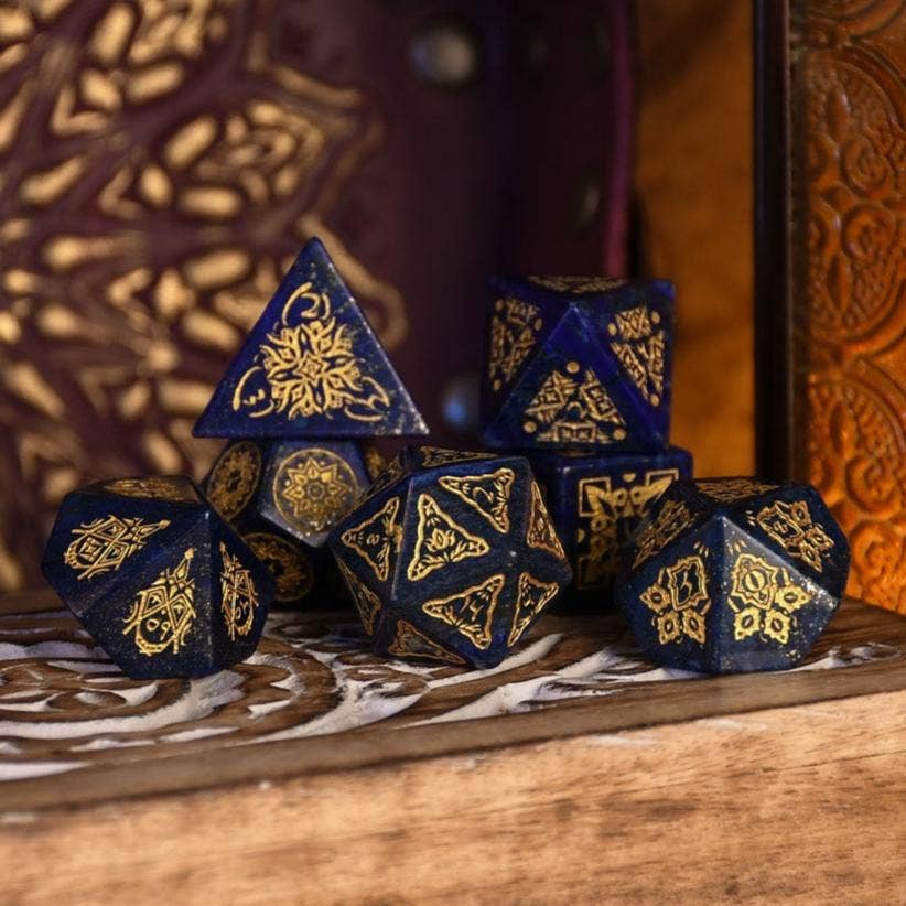 Misty Mountain Gaming - Wholesale Dice - Moroccan Blue Lapis Stone Dice Set - Dice Around the World Collection0