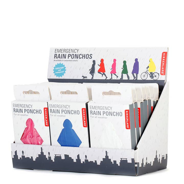 Kikkerland Design Inc - Wholesale Poncho - Unisex - Emergency Rain Ponchos