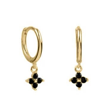 Huggie Hoops con fiori in cristallo nero per la vendita all'ingrosso da parte di Gold Trip