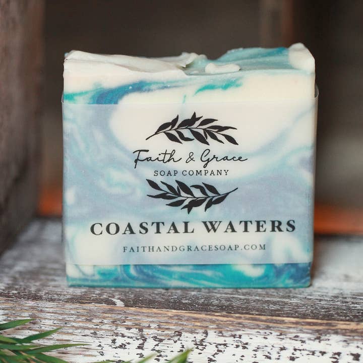 Coastal Waters Cold Process Bar Soap for wholesale by Faith and Grace Soap Co.