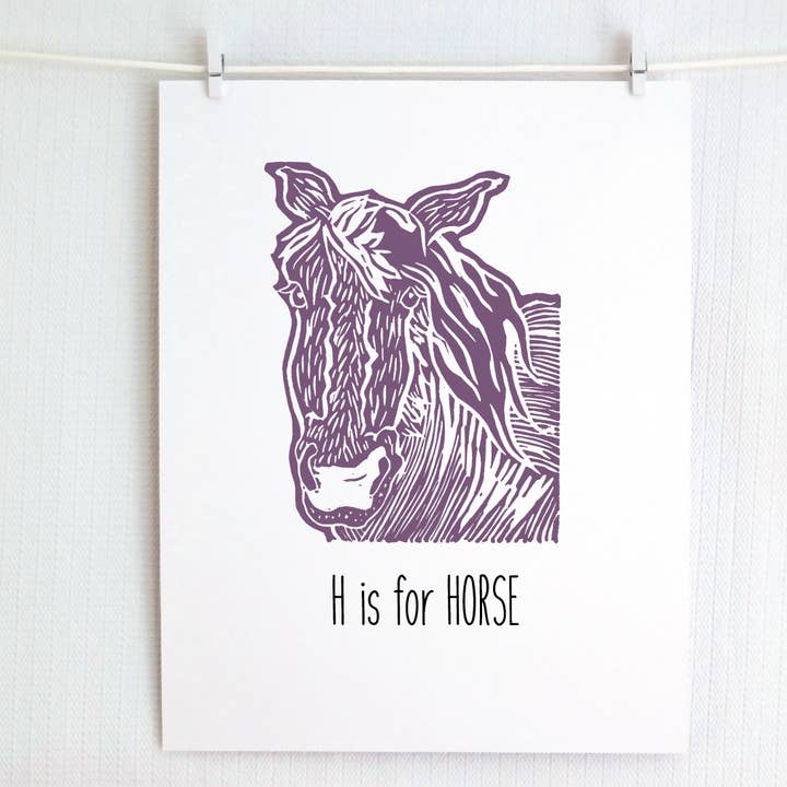 H sta per Cavallo: Stampa dell'Alfabeto della Fattoria per la vendita all'ingrosso da parte di Jamie Palmer Keating