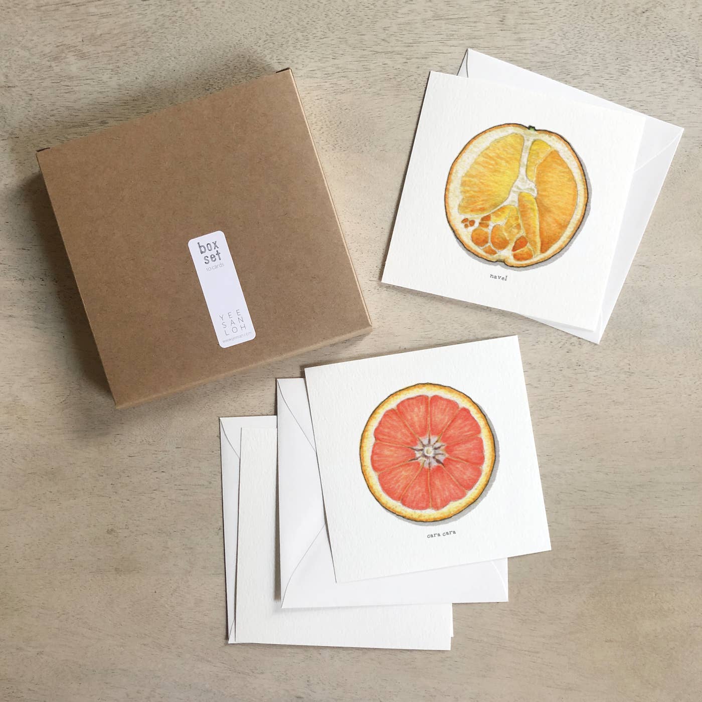 Yeesan Loh - Wholesale Stationery/Notecard Set - Box Set Cards / Fruit . Oranges0