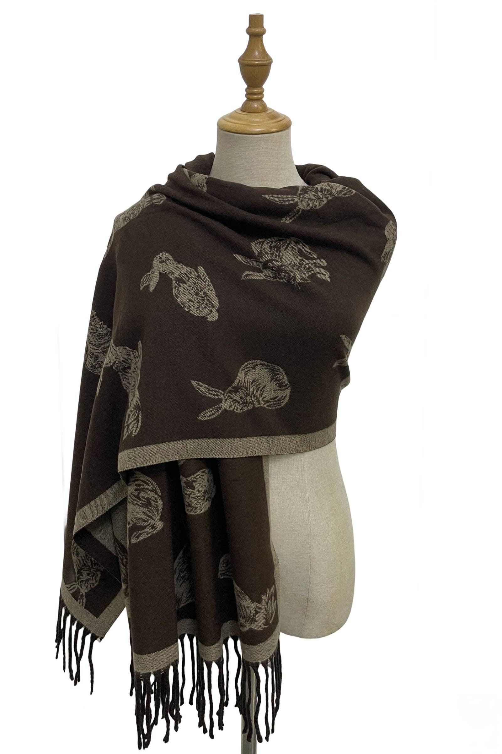 Fashion Scarf World - Wholesale Scarf - Women's - Rabbit / Hare Reversible Tassel Scarf16