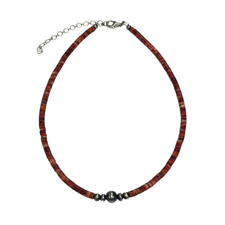 Red Spiny Oyster Desert Pearl Bead Necklace Sterling Silver for wholesale by Select Lines