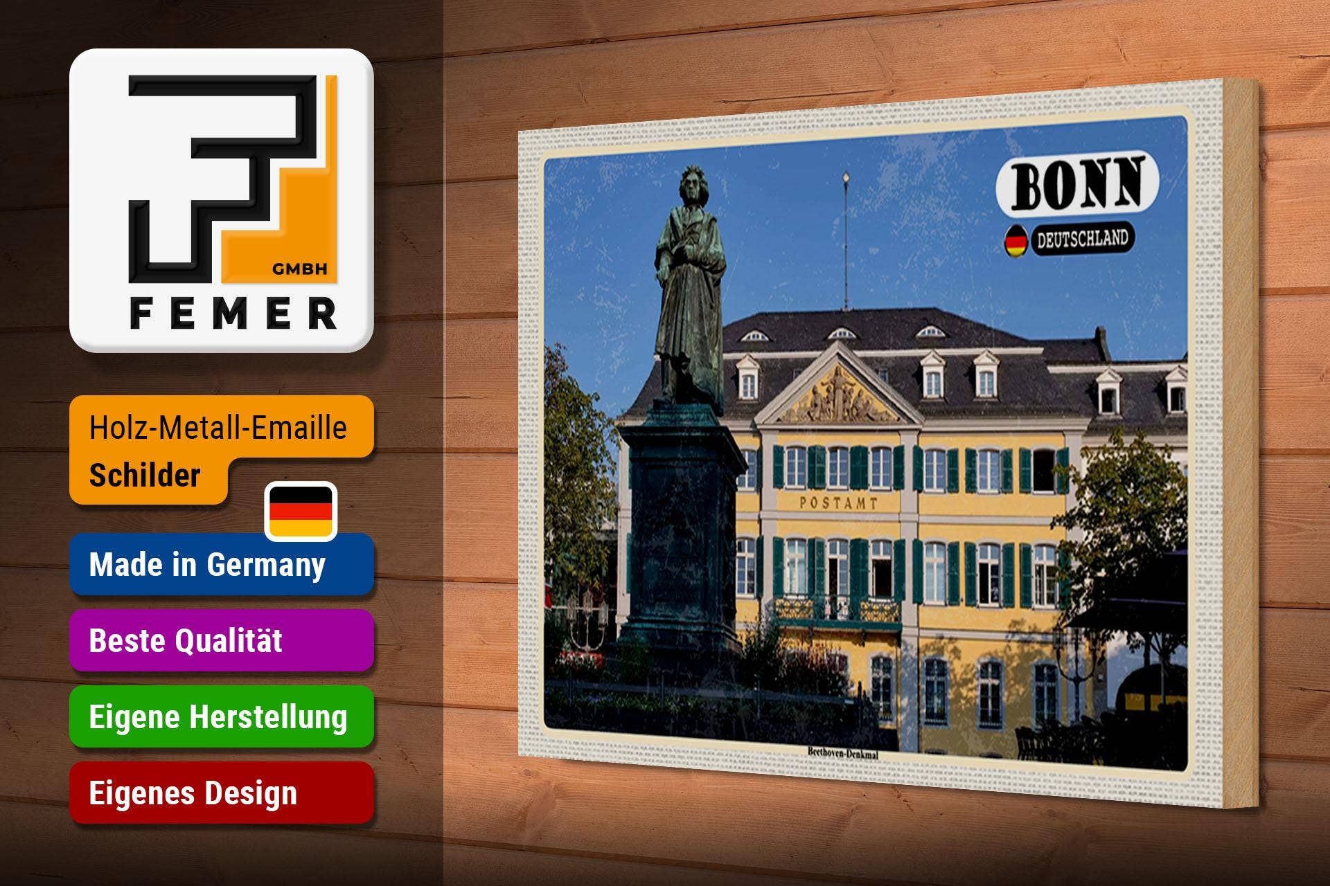 Femer - Wholesale Sign - Wooden sign cities Bonn Beethoven monument architecture 30x20 cm sign2