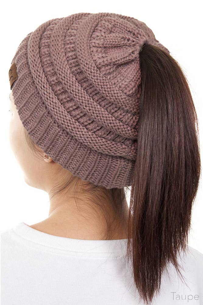 Hana - Wholesale Beanie - Women's - C.C Solid Color Ponytail Messy Bun Beanie28
