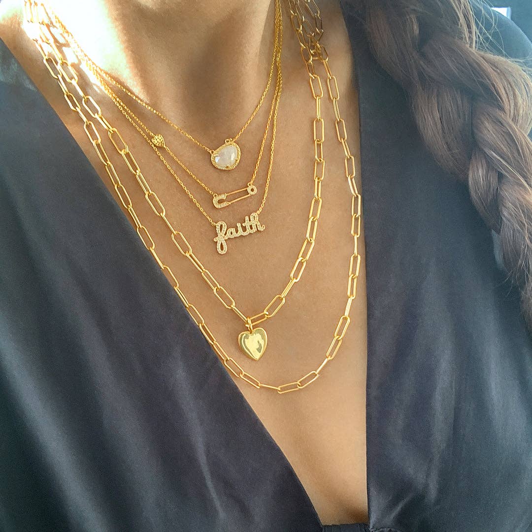 Adornia - Venta al por mayor Collares con colgantes/abalorios - Collar de cadena con clip de papel con dije de corazón de 25 pulgadas2