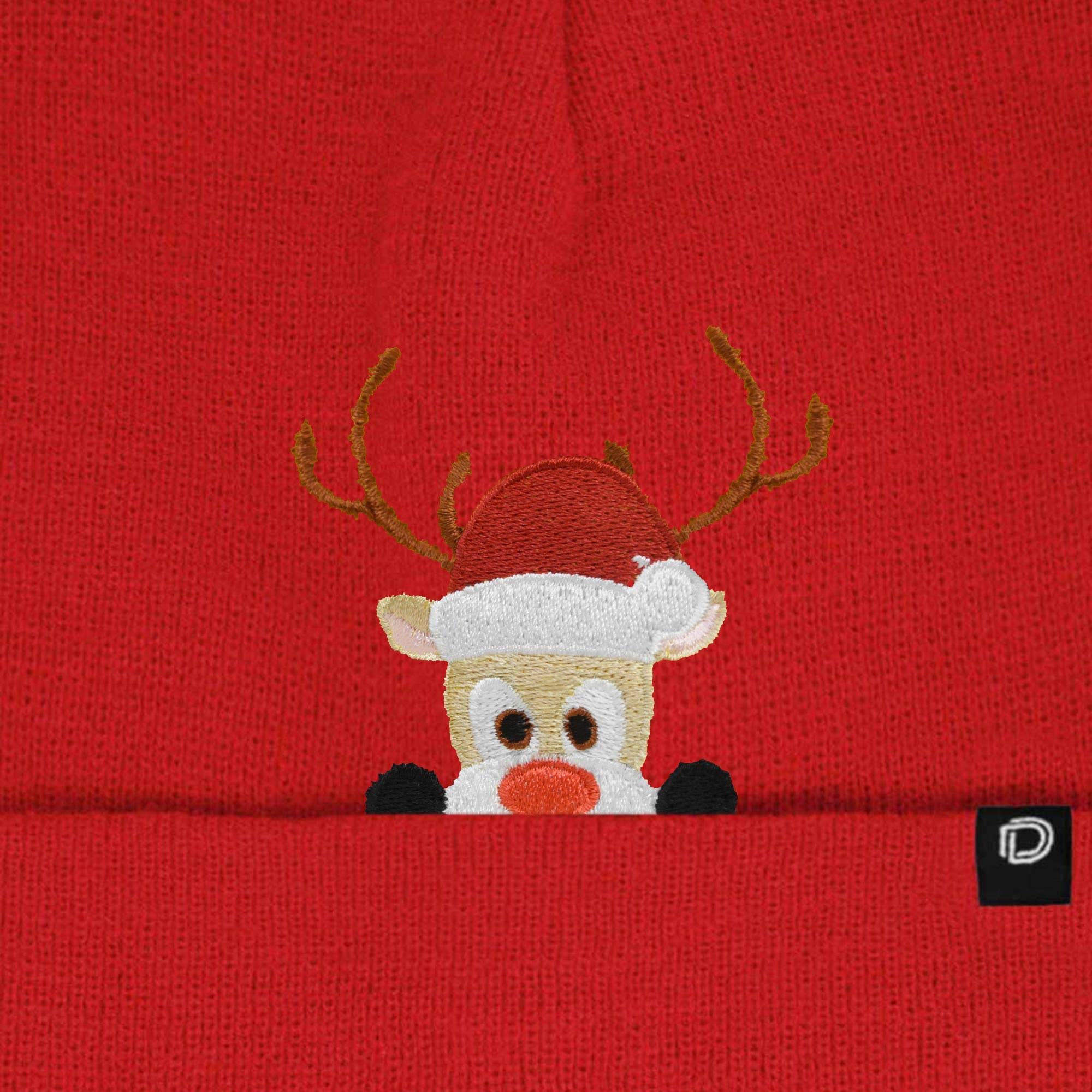 Dalix - Vente Bonnet – femme - Christmas Peeping Rudolph Bonnet chaud d'hiver Bonnet brodé11