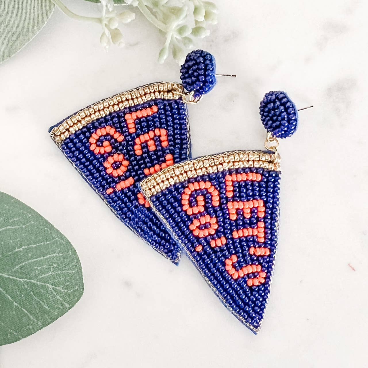 Lou & Co - Wholesale Dangle Earrings - E-1395-Navy/Orange0