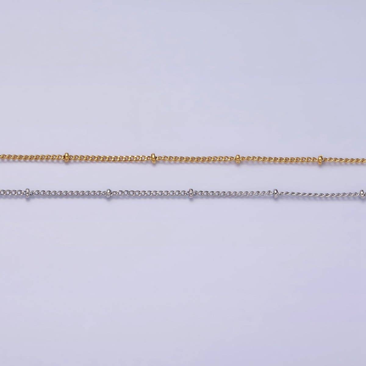 Aim Eternal – Colar de elos e correntes por atacado – Colar de Corrente com Contas em Ouro 14K, Colar de Corrente Satélite Prateado Dourado 18 polegadas | WA-1843 WA-1844 Preço de Liquidação3