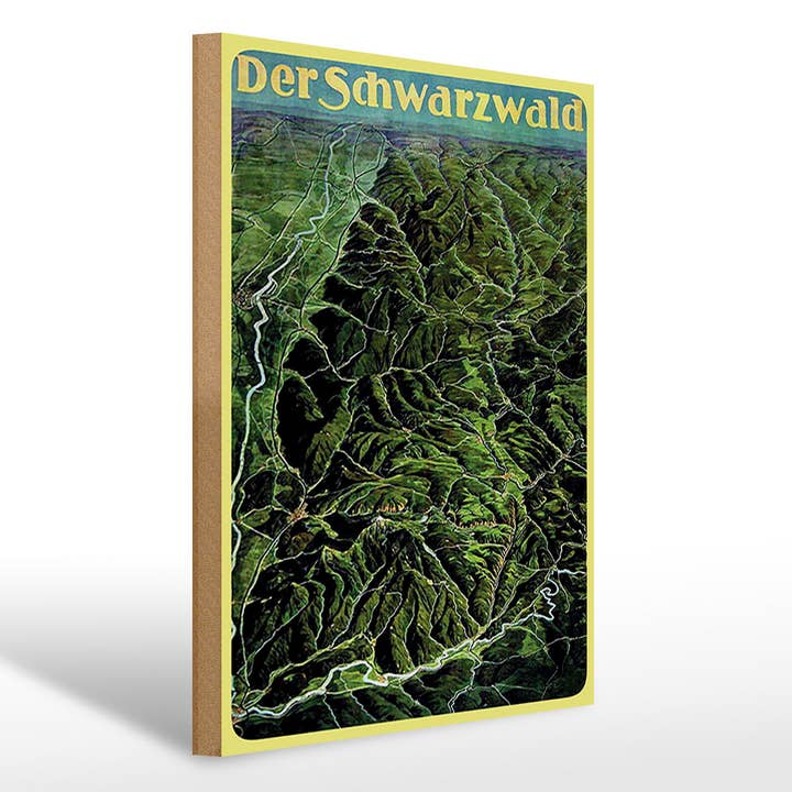 Panneau en bois Voyage 30x40cm La Forêt-Noire Vue d'en haut pour la vente par Femer