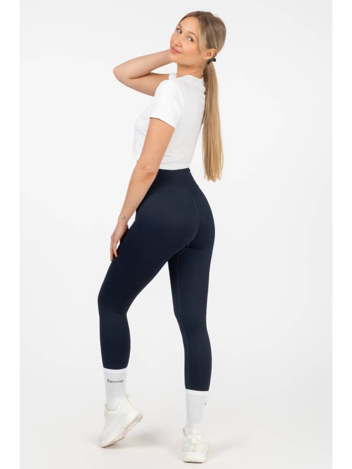 Famme - Wholesale Athletic/Lounge Leggings - Women's - Ribbed Seamless Tights1